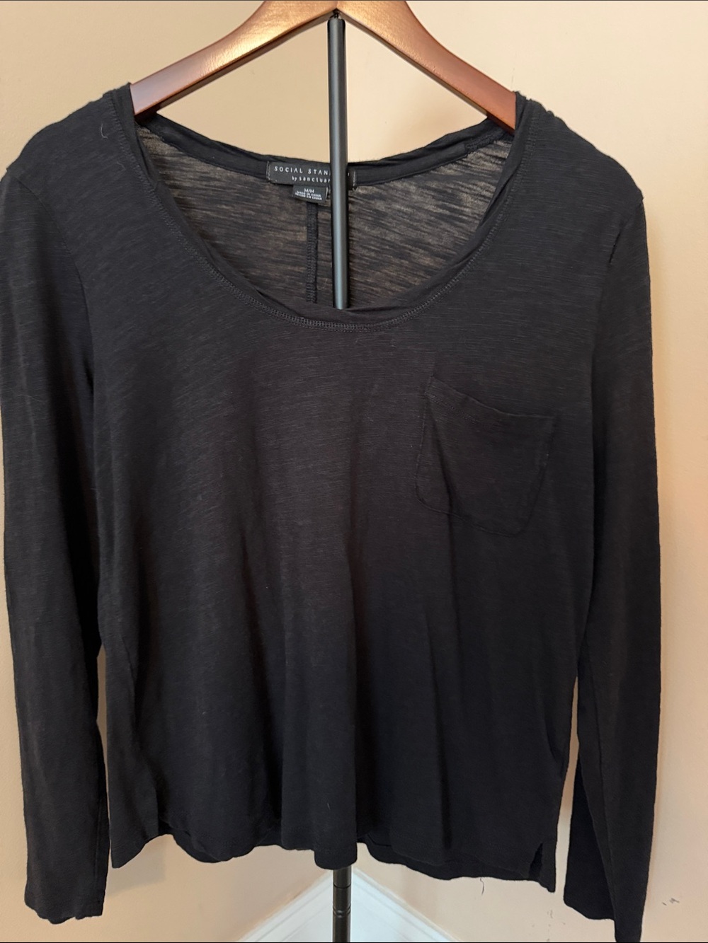 Social Standard Black Long-Sleeve Pocket Tee